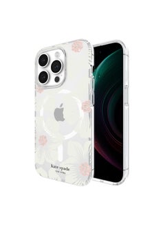 Kate Spade Clear Floral Case Compatible with iPhone 15 Pro 2023 6.1" - 10Ft Drop Protection Cover, Made from Recycled Materials, Magsafe Wireless Charging Compatible - Hollyhock Cream  - Image 3