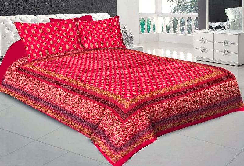 Monique Brand Present 100 Cotton Traditioanl Mandala Print King Size Double Bedsheet with 2 Pillow Covers RD - Image 1
