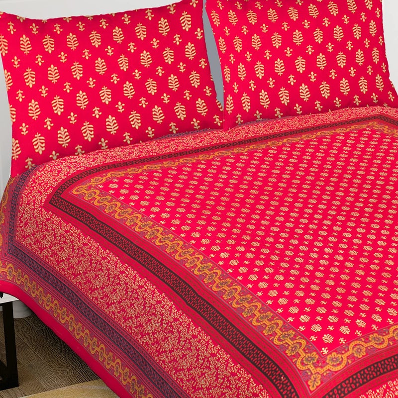Monique Brand Present 100 Cotton Traditioanl Mandala Print King Size Double Bedsheet with 2 Pillow Covers RD - Image 2