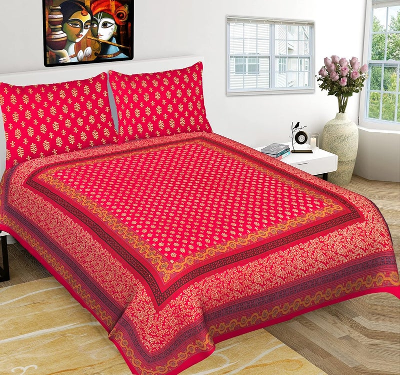 Monique Brand Present 100 Cotton Traditioanl Mandala Print King Size Double Bedsheet with 2 Pillow Covers RD - Image 5
