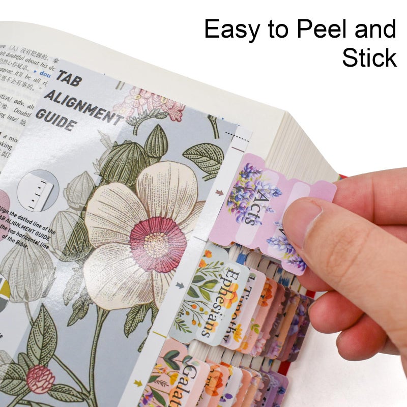 VANRA Bloom Floral Bible Tabs for Women Study Bible 75 Peel-and-Stick Large Print Laminated Bible Index Tabs Flower Bible Journaling Supplies Accessories Book Summaries Labels (Flower 1) - Image 4