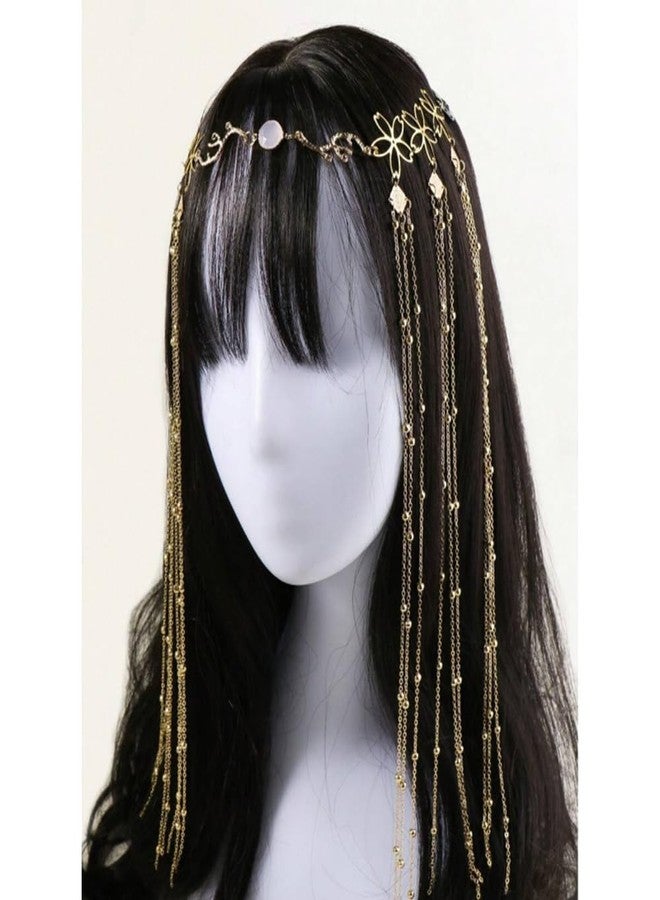 OIDIMS Elegant Flower Head Chain Crystal Headpiece for Women Boho Headbands Tassel Forehead Chain Hair Bands Headwear Headpieces Boho Hair Accessories Prom Wedding Bridal Jewelry Festival Outfits - Image 4