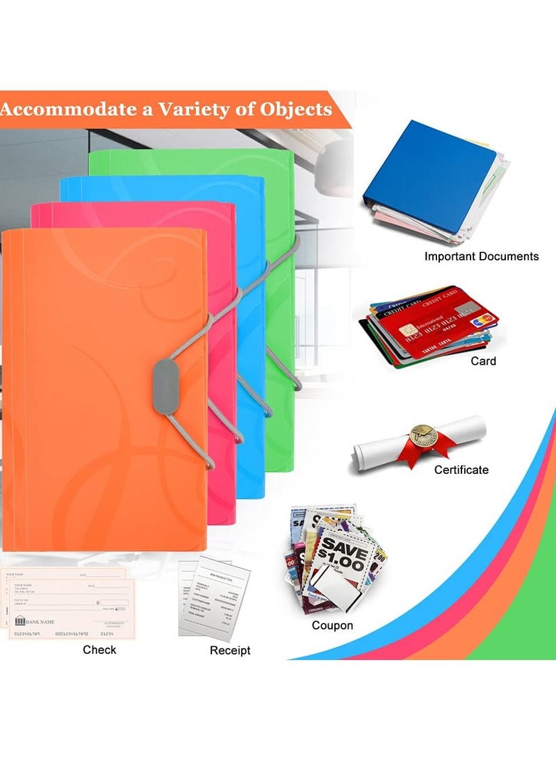 Y&D Extended File Manager, 4-Pack Accordion Folders With 13 Pockets To Organize, A6 Size For Business Office Learning Storage Documents Invoice Receipts (4 Colors) - Image 2