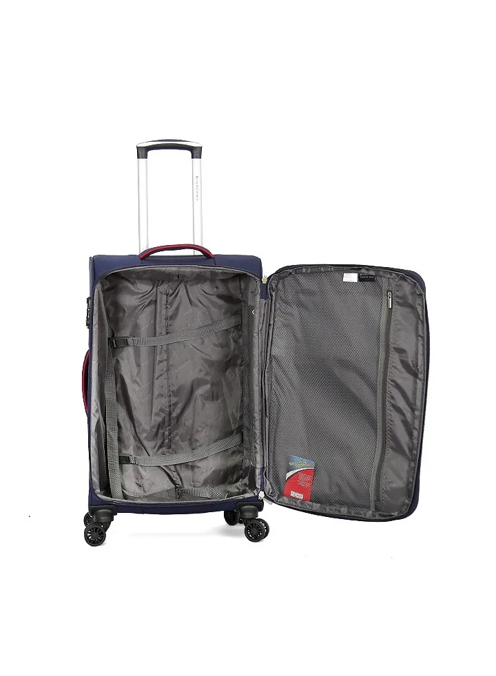 GIORDANO Softside Luggage Trolley Bag 3 Pieces Set With Double Spinner Wheel ,Blue (S-20inch,M-24inch,L-28inch)