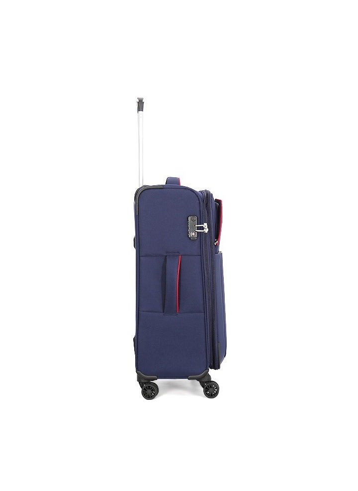 GIORDANO - Softside Luggage Trolley Bag 3 Pieces Set With Double Spinner Wheel ,Blue (S-20inch,M-24inch,L-28inch) - Image 1