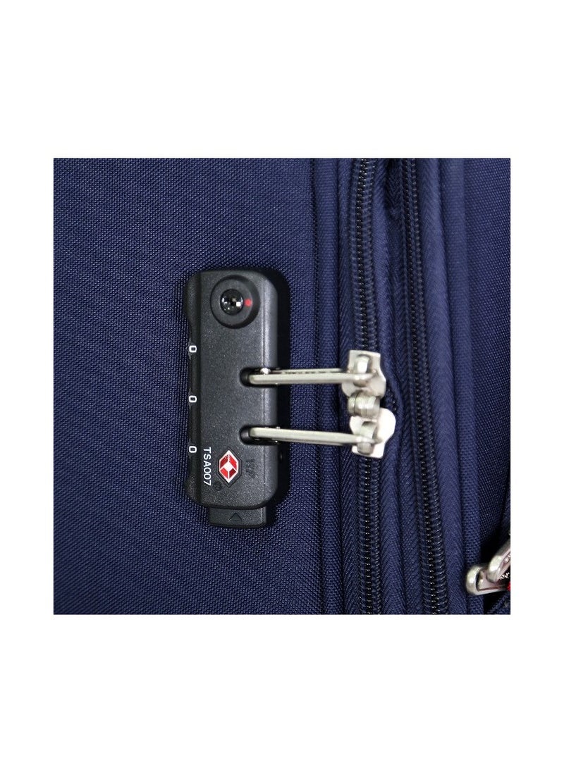 GIORDANO - Softside Luggage Trolley Bag 3 Pieces Set With Double Spinner Wheel ,Blue (S-20inch,M-24inch,L-28inch) - Image 1