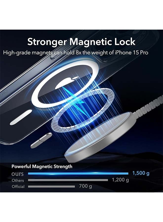 فوسيبورو iPhone 15 Pro agsafe Case Clear【N52 Stronger Magnets】【Shockproof Protection】iPhone 15 Pro Cover Anti-Yellow & Anti-Scratch, Ultra Slim, Magnetic Cover for 15 Pro 6.1 inch Clear - Image 3
