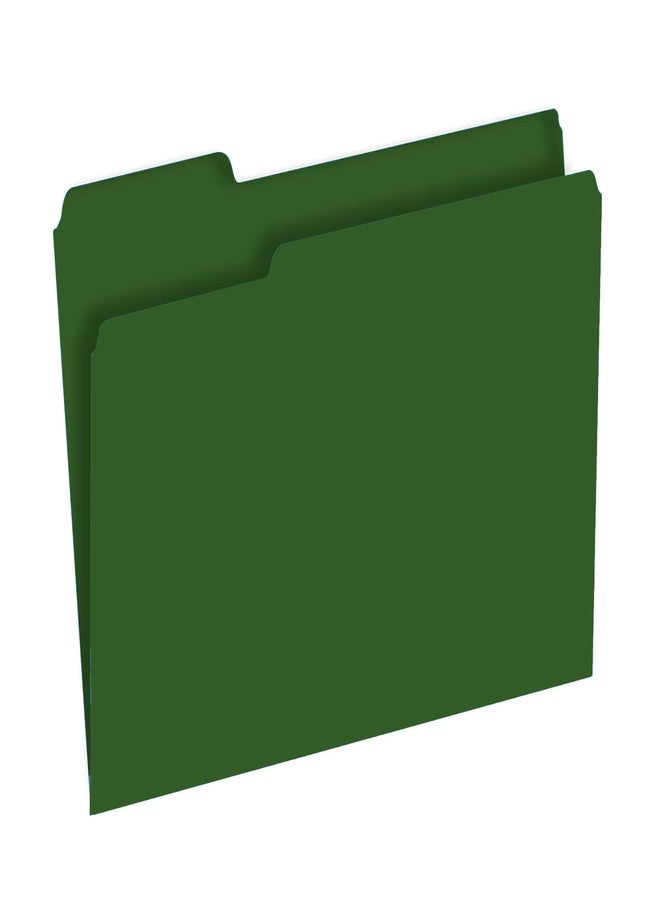 The File King 1/3 Cut Dark Green File Folders Letter Size - 100 Pack | Colored Manilla Folders 8.5 x 11 | USA Made | Assorted 3 Tab Color Manila File Folder | Office Supplies | Basic Filing Folder - Image 1