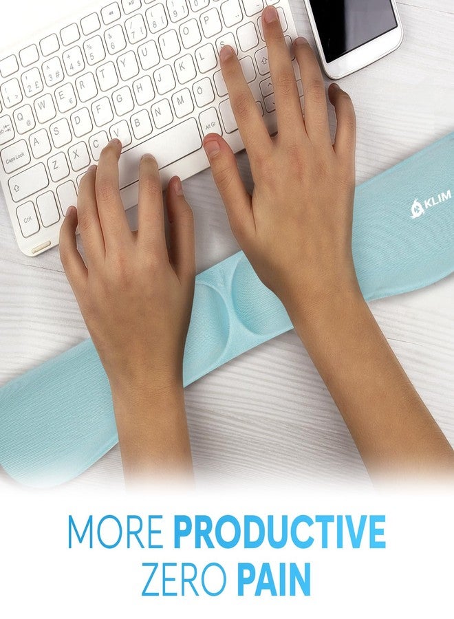 KLIM Mouse & Keyboard Wrist Rest Set - Silky Gel Memory Foam - Ergonomic Wrist Rest for Computer Keyboard, Wrist Pad for Keyboard + Wrist Rest for Mouse Gaming and Office - Pain Relief - Light Blue - Image 2