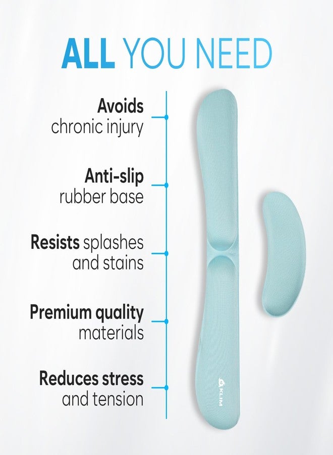 KLIM Mouse & Keyboard Wrist Rest Set - Silky Gel Memory Foam - Ergonomic Wrist Rest for Computer Keyboard, Wrist Pad for Keyboard + Wrist Rest for Mouse Gaming and Office - Pain Relief - Light Blue - Image 5
