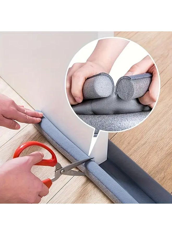 Gray Adjustable Door Sweep Soundproof Wind Barrier Seal Flexible Non Stick Bottom Seal Strip For Under Doors Windows Shower Glass Gaps Garage Durable Easy To Install - Image 1