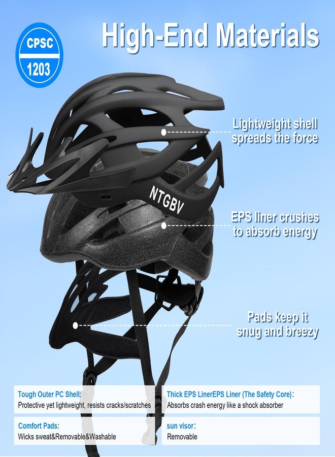NTGBV Adult Bike Helmet for Men/Women with Helmet Bag 2 Removable Moisture-Wicking Liners & Visors Lightweight Shockproof Adjustable Design CPSC 1203 & EN 1078 Safety Certified for Road/Commute/MTB - Image 2