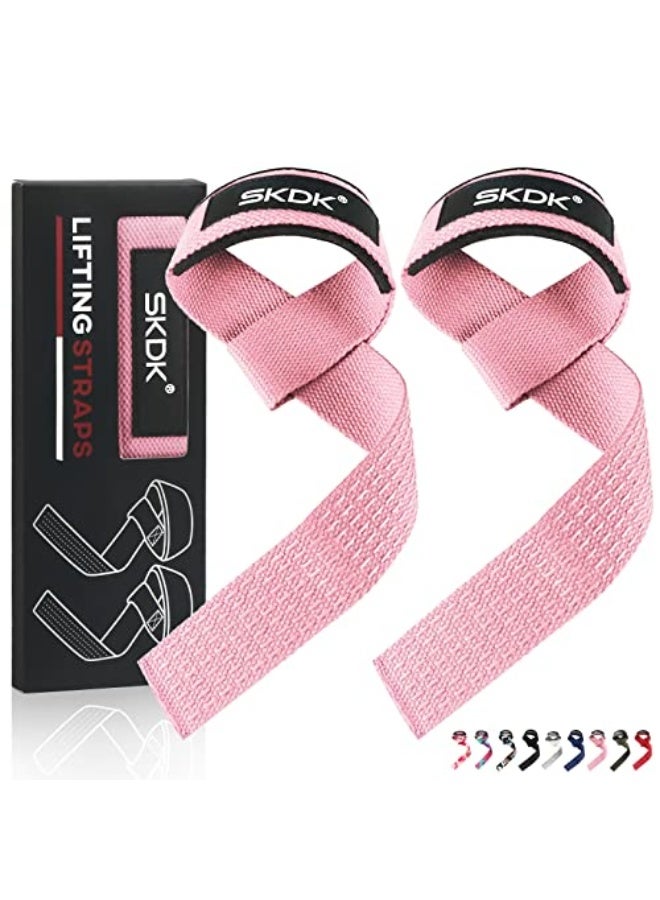 SKDK Cotton Hard Pull Wrist Lifting Straps Grips Band-Deadlift Straps with Neoprene Cushioned Wrist Padded and Anti-Skid Silicone - for Weightlifting, Bodybuilding, Xfit, Strength Training - Image 1