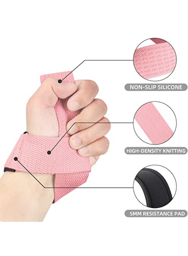 SKDK Cotton Hard Pull Wrist Lifting Straps Grips Band-Deadlift Straps with Neoprene Cushioned Wrist Padded and Anti-Skid Silicone - for Weightlifting, Bodybuilding, Xfit, Strength Training - Image 2