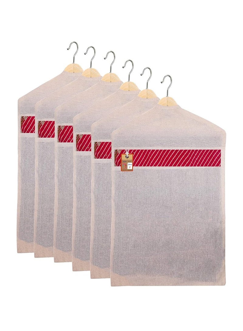 atorakushon Hanging Saree Covers 100% Cotton Wardrobe Cloth organizer for Storage Garment Storage Bags Pack of 6 (Hangers are Not Included) - Image 1