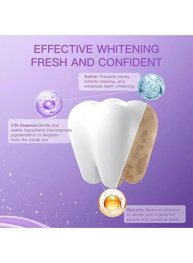 ك أو إي سي شرائط تبييض الأسنان الفورية البنفسجية - شرائط تبييض الأسنان V34، تبييض الأسنان البنفسجي، علاج تصبغات الأسنان، مزيج من التبييض وتصحيح اللون، 14 علاجًا - Image 3