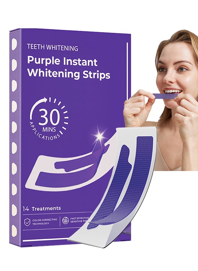 ك أو إي سي شرائط تبييض الأسنان الفورية البنفسجية - شرائط تبييض الأسنان V34، تبييض الأسنان البنفسجي، علاج تصبغات الأسنان، مزيج من التبييض وتصحيح اللون، 14 علاجًا - Image 1