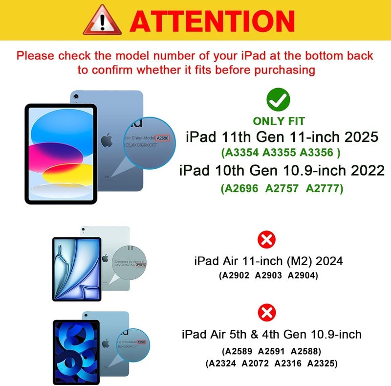 Printme Rotating Case for iPad A16 11th Generation (2025), iPad 10th Generation 10.9 inch (2022) - 360 Degree Rotating Protective Stand Cover with Auto Sleep/Wake, Black - Image 2