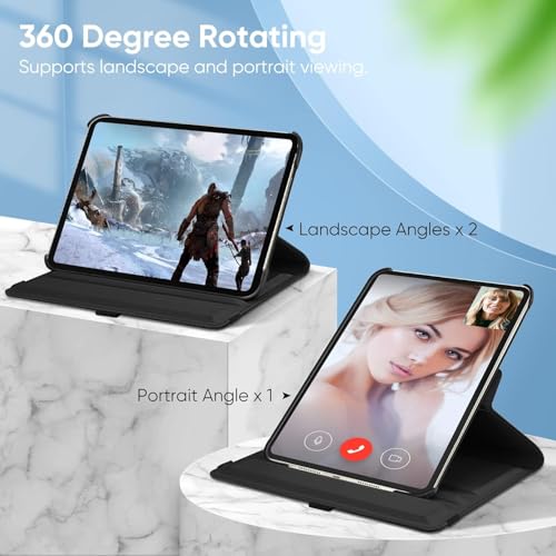 Printme Rotating Case for iPad A16 11th Generation (2025), iPad 10th Generation 10.9 inch (2022) - 360 Degree Rotating Protective Stand Cover with Auto Sleep/Wake, Black - Image 5