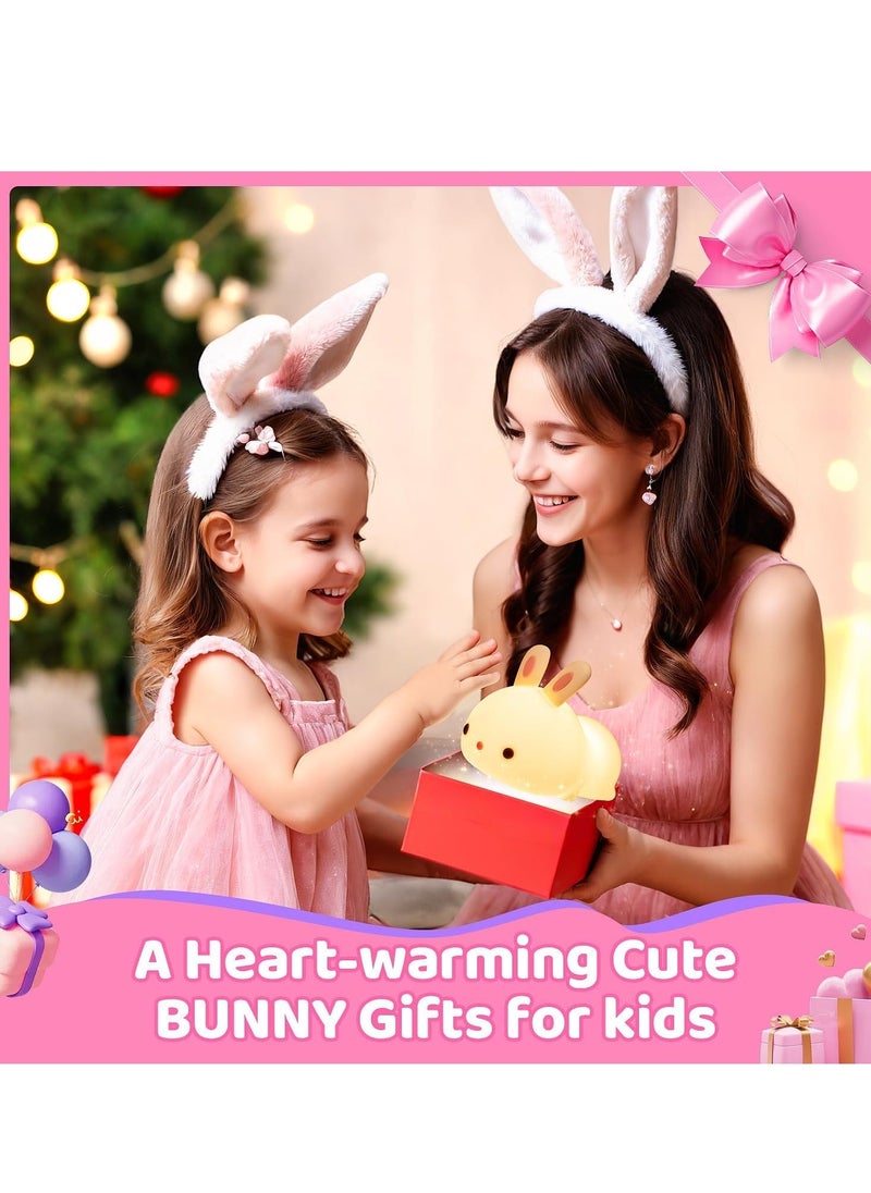 JAJEEK مصباح ليلي للأطفال بتصميم أرنب لطيف - مصباح LED ليلي ناعم للأطفال، مصباح ليلي متغير الألوان، آمن وقابل للحمل، مثالي لغرفة نوم الأطفال، والحضانة، ووقت النوم - Image 2