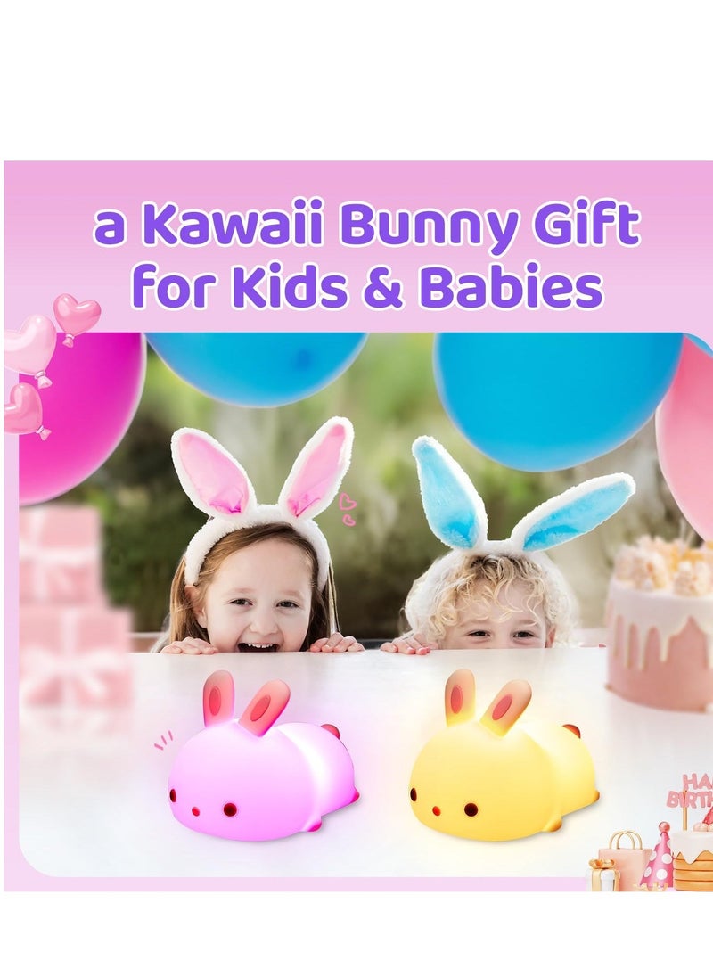 JAJEEK مصباح ليلي للأطفال بتصميم أرنب لطيف - مصباح LED ليلي ناعم للأطفال، مصباح ليلي متغير الألوان، آمن وقابل للحمل، مثالي لغرفة نوم الأطفال، والحضانة، ووقت النوم - Image 3