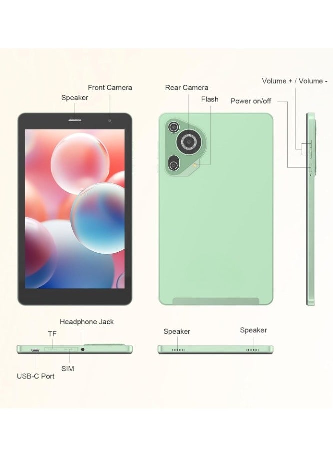 REBENUO - CM828 8 inch Tablet, Android 13.0 Tablet with SIM Card Slot and Wifi 8GB RAM,512GB ROM Storage Dual 5MP+8MP Camera HD IPS Display (Green) - Image 1