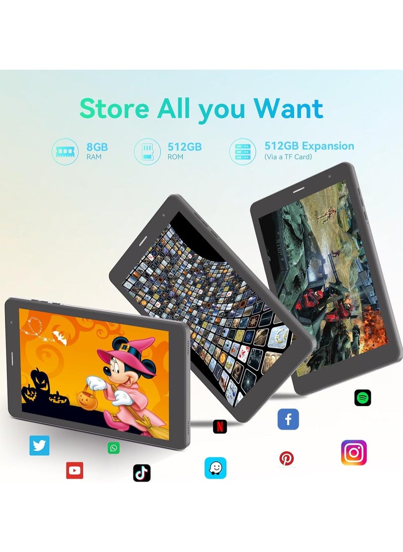 REBENUO - CM828 8 inch Tablet, Android 13.0 Tablet with SIM Card Slot and Wifi 8GB RAM,512GB ROM Storage Dual 5MP+8MP Camera HD IPS Display (Green) - Image 1