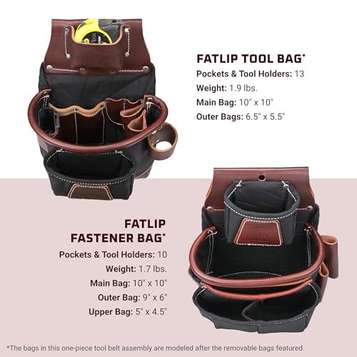 Occidental Leather Adjust-to-Fit FatLip Tool Bag Set - Cafe - 24 Pockets & Tool Holders - Made in USA - Image 4