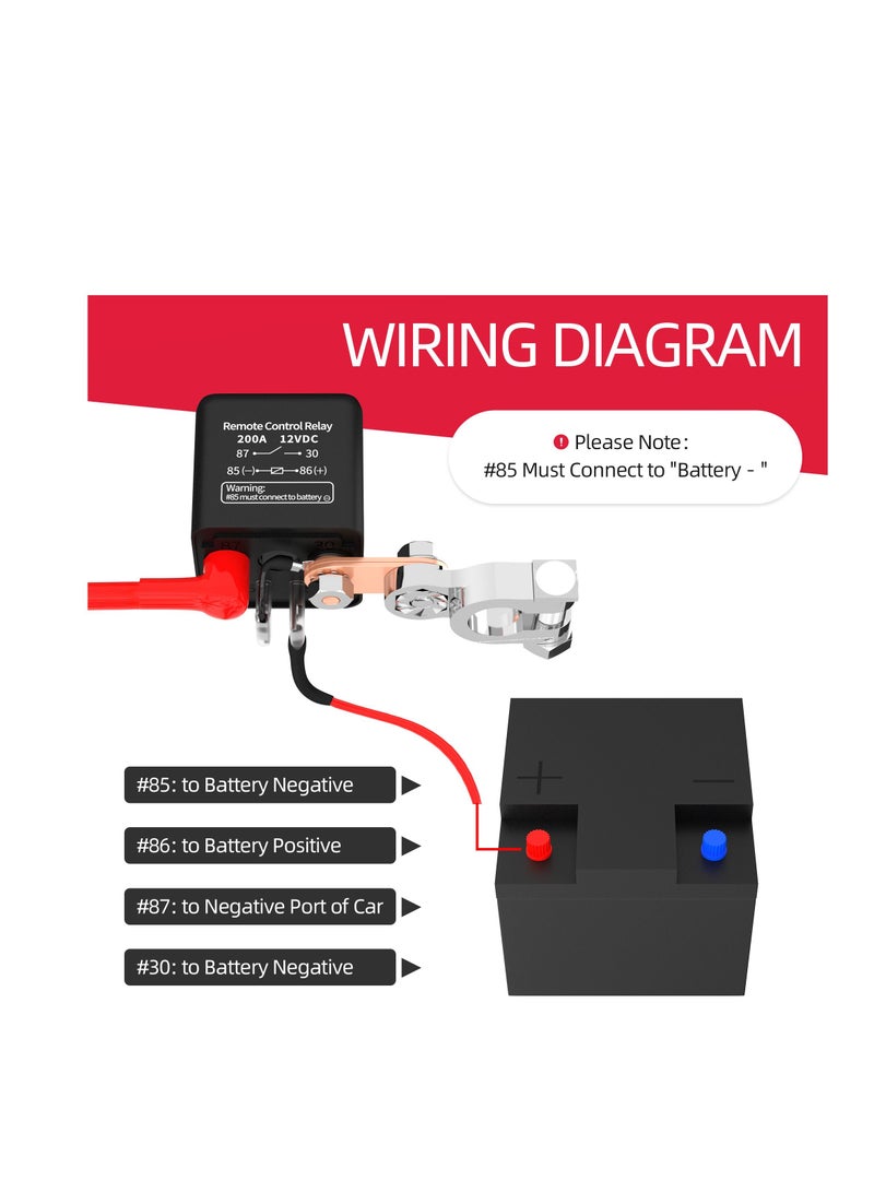AROAQ Portable Remote Battery Disconnect Switch, Upgraded Battery Disconnect Switch, Anti Theft - Image 3