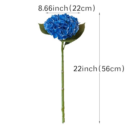 DUYONE 3PCS 22 inch Realistic Artificial Hydrangea Large Real Touch Flowers Artificial Flowers Dry Flowers Outdoor Wedding Christmas Office Family Party Living Room Table Decoration (Dark Blue) - Image 2