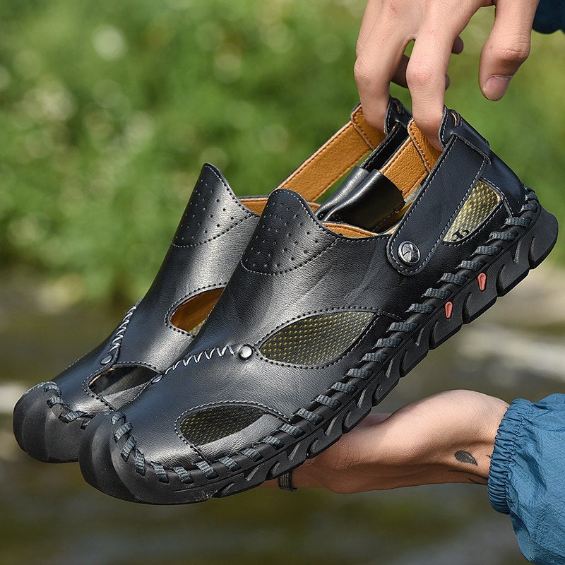 Summer Korean Style Casual Sandals Men'S Large Size Hollow Outdoor Beach Shoes Men'S Fashionable Men'S Sewing Men'S Shoes - Image 1