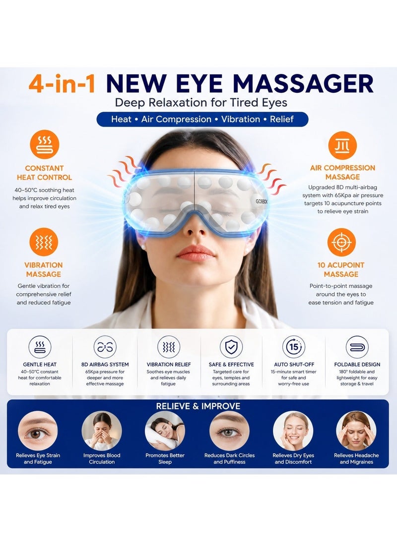 jaexest Eye Massager, Smart Eye Massager with Heat, Upgraded Heated Eye Mask Massager with Bluetooth Music, Face Eye Care Device for Eye Strain, Dry Eyes, Migraines, Ideal Gifts for Men Women - Image 2