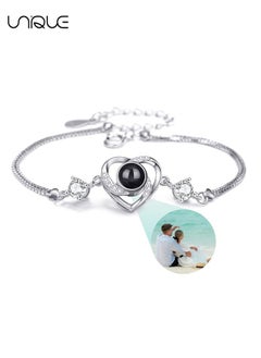 Unique Bracelets - Diamond-set bracelets - Heart-shaped bracelets - Nano projection bracelets - Stylish and simple - Women - Silver  - Image 1