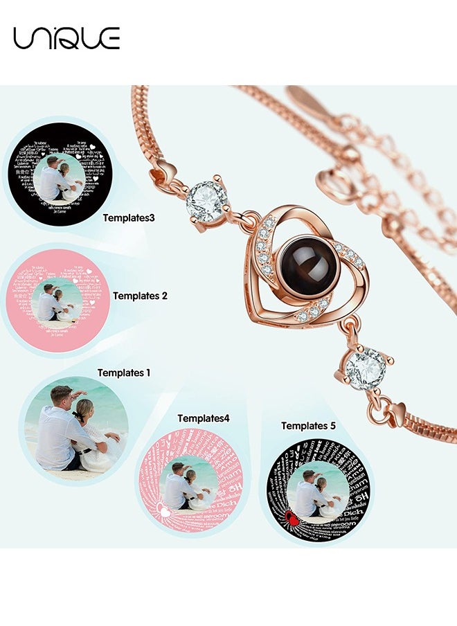 Unique Bracelets - Diamond-set bracelets - Heart-shaped bracelets - Nano projection bracelets - Stylish and simple - Women - Silver  - Image 3