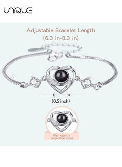 Unique Bracelets - Diamond-set bracelets - Heart-shaped bracelets - Nano projection bracelets - Stylish and simple - Women - Silver  - Image 2
