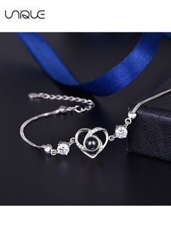 Unique Bracelets - Diamond-set bracelets - Heart-shaped bracelets - Nano projection bracelets - Stylish and simple - Women - Silver  - Image 4
