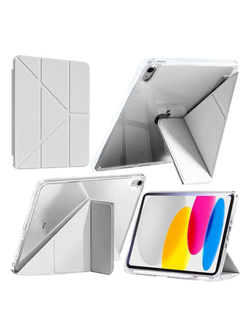 ديبتر حافظة متوافقة مع iPad (A16) الجيل الحادي عشر/العاشر (2025/2022) غطاء شفاف مقاوم للصدمات مع حامل أقلام ومخزن للمحولات، حامل ثلاثي الطيات على شكل Y 6 في 1، رمادي - Image 1