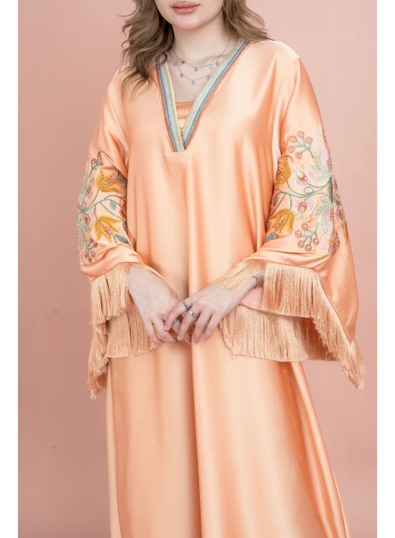 IKKXA  Shimmer Detail Sleeves Embroidered Jalabiya for Women | Best Price UAE