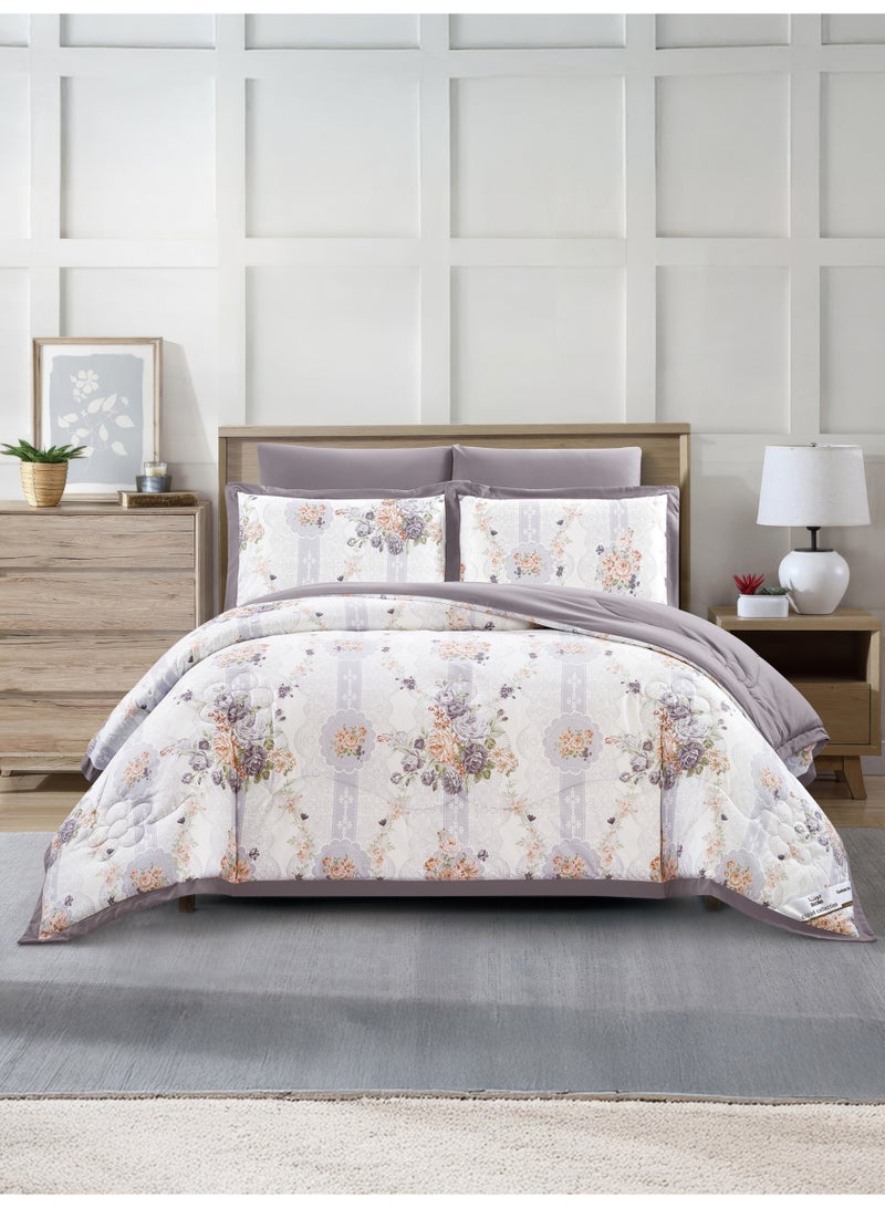 Doona Bedding Comforter Set, Fits 200×200 cm King Size Bed – 6 Pcs Reversible Printed Design – 350 GSM All-Season Comforter – Premium Brushed Microfiber - Image 1