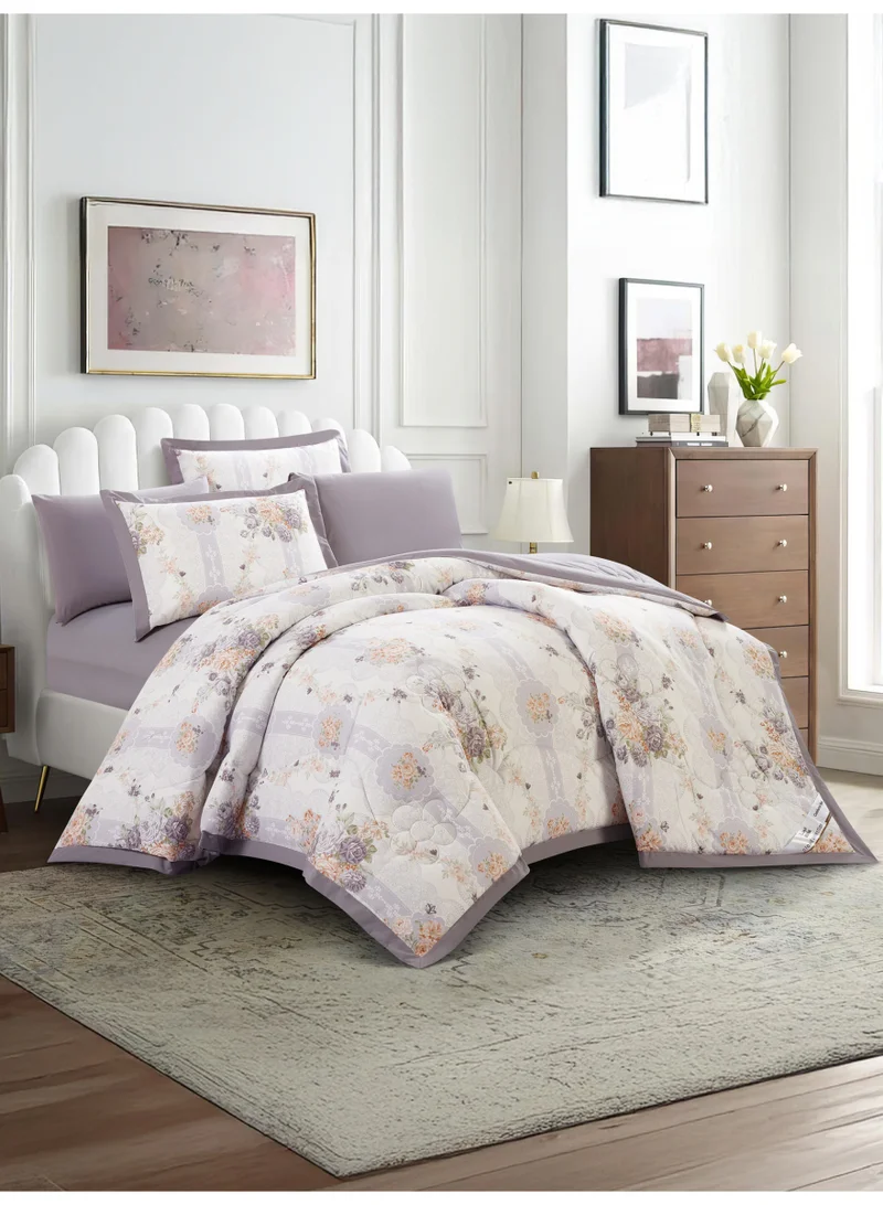 Doona Bedding Comforter Set, Fits 200×200 cm King Size Bed – 6 Pcs Reversible Printed Design – 350 GSM All-Season Comforter – Premium Brushed Microfiber