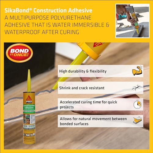 SikaBond Construction Adhesive, Gray, Advanced Polyurethane for Outdoor. Water immersible & Waterproof, 10 fl.oz - Image 3