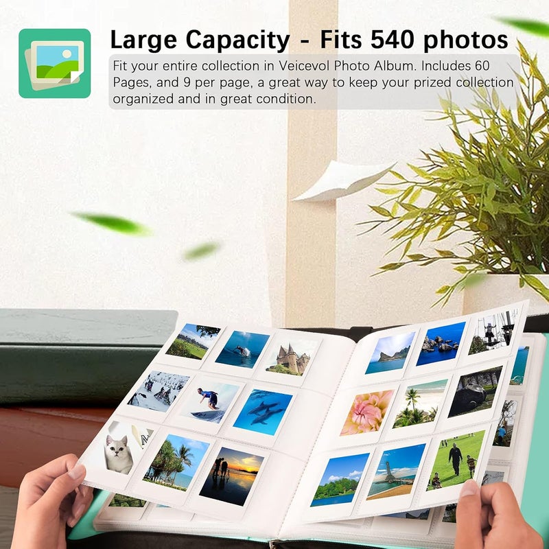 Veicevol 540 Pockets Photo Album for Fujifilm Instax Mini Camera, Polaroid Camera, for Fujifilm Instax Mini 11 90 70 9 8+ 8 LiPlay Instant Camera, 2x3 Photo Albums(Green) - Image 3