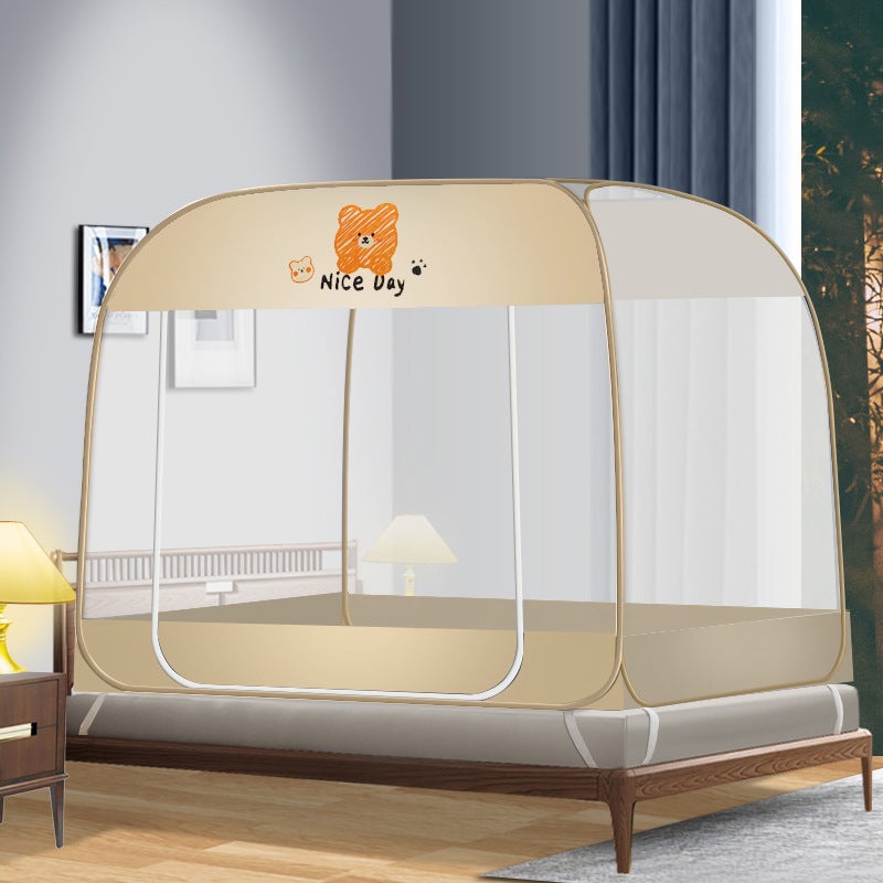 New Installation-Free Mongolian Yurt Household 1.2 M 1.5 M Bed Mosquito Net Foldable Zipper One-Piece Full Bottom Bottomless - Image 1