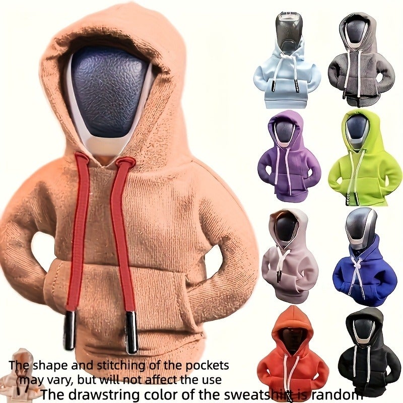 Nine-Color Shift Gear Hoodie - Cute Mini Car Gear Shift Cover with Hood, Random Cord Colors, Polyester Material, Black, Red, Blue, Pink, White Drawstring, Perfect for Car Interior Decoration & Accessories | Fun Accessory | Fabric - Image 5