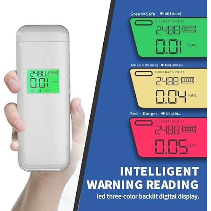 rayihni Breathalyzer for Alcohol, Upgrade Professional-Grade Accuracy Alcohol Tester with Digital HD LCD Display, Memory, and Warning Function for Home Parties Use - Image 3