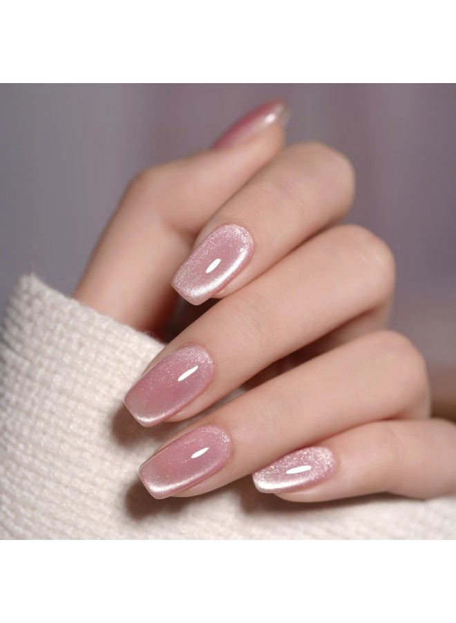 Elegant Women's Press-on Nails – 24pcs Nude & Mirror Shine – Gift-Ready Nail Set for Weddings, Eid & Parties - Image 1