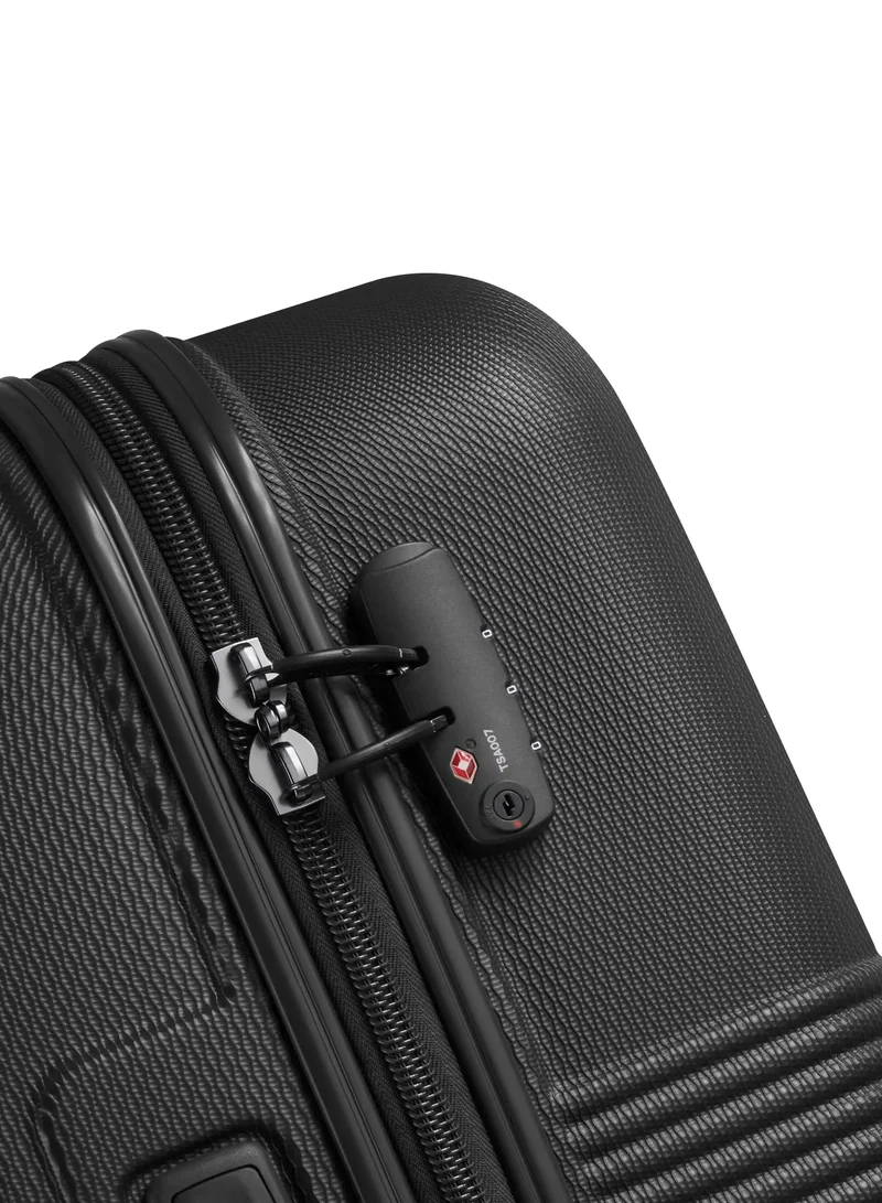 DELSEY Paris  Delsey Flanerie SE 55cm cabin trolley, black, 4 spinner wheels, polycarbonate hard shell, expandable, TSA lock, dual handle, spacious interior, 5-year warranty  | Best Price UAE