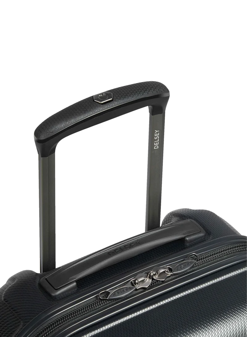DELSEY Paris  Delsey Flanerie SE 55cm cabin trolley, black, 4 spinner wheels, polycarbonate hard shell, expandable, TSA lock, dual handle, spacious interior, 5-year warranty  | Best Price UAE