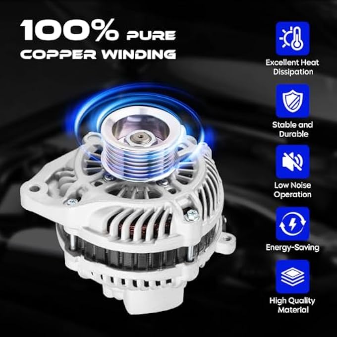 SEHNSUCHT Alternator Replacement New Compatible with Honda Civic 1.8 1.8L 2006-2011 (09-10 MFI, 12V, CW, 80Amp, IR/IF, Replace for A2TC1391, 31100-RNA-A01, 31100-RNA-A012-M2, AHGA67 - Image 5