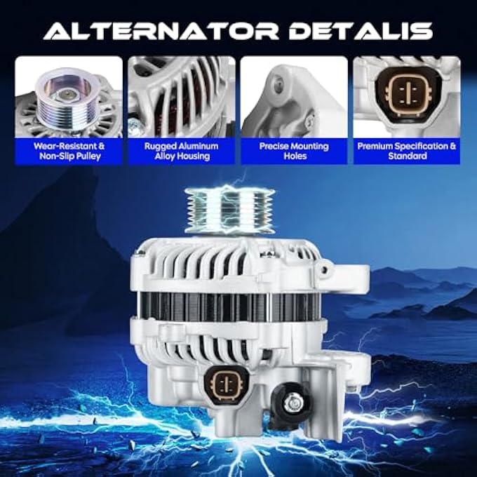 SEHNSUCHT Alternator Replacement New Compatible with Honda Civic 1.8 1.8L 2006-2011 (09-10 MFI, 12V, CW, 80Amp, IR/IF, Replace for A2TC1391, 31100-RNA-A01, 31100-RNA-A012-M2, AHGA67 - Image 2